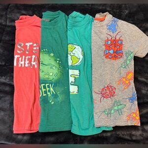 Cat & Jack Boys Short Sleeve Tees - Coral, Dark Green, Light Green & Gray